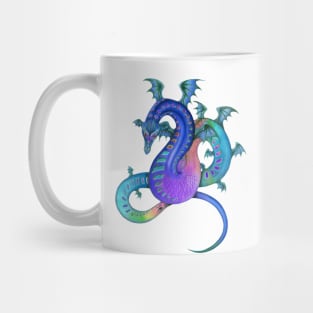 Fabulous Rainbow Dragon in Royal Blue, Teal, and Purple Mug